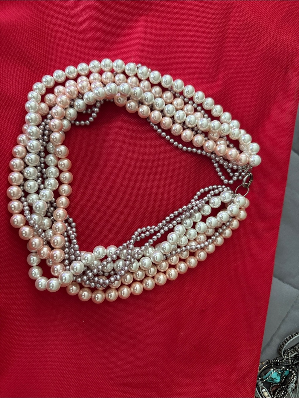 Multi-Strand Pink and White Pearl Necklace - Elegant Women’s Jewelry